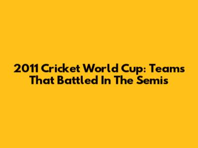 2011 Cricket World Cup: Teams That Battled In The Semis