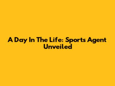 A Day In The Life: Sports Agent Unveiled