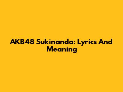 AKB48 Sukinanda: Lyrics And Meaning