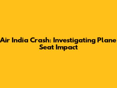 Air India Crash: Investigating Plane Seat Impact