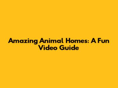 Amazing Animal Homes: A Fun Video Guide