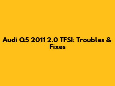 Audi Q5 2011 2.0 TFSI: Troubles & Fixes