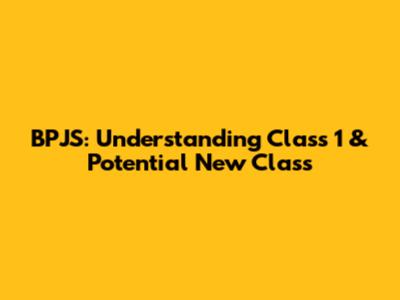 BPJS: Understanding Class 1 & Potential New Class
