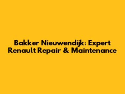 Bakker Nieuwendijk: Expert Renault Repair & Maintenance