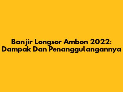 Banjir Longsor Ambon 2022: Dampak Dan Penanggulangannya