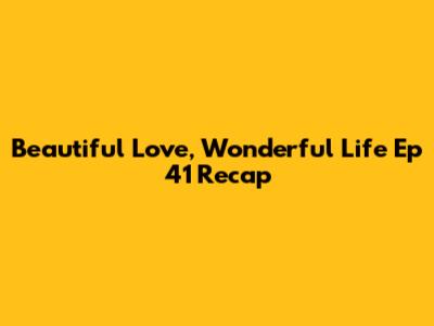 Beautiful Love, Wonderful Life Ep 41 Recap