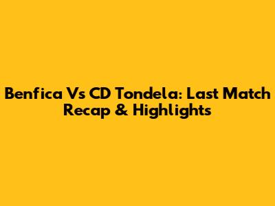 Benfica Vs CD Tondela: Last Match Recap & Highlights