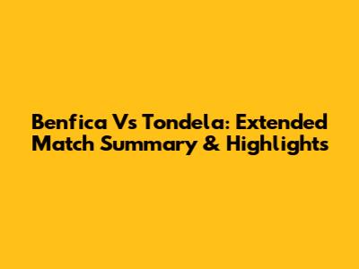 Benfica Vs Tondela: Extended Match Summary & Highlights