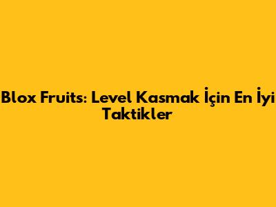 Blox Fruits: Level Kasmak İçin En İyi Taktikler