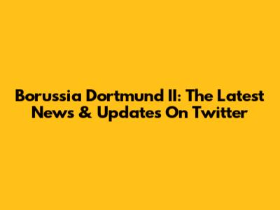 Borussia Dortmund II: The Latest News & Updates On Twitter