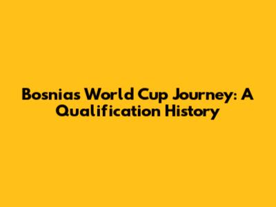 Bosnia's World Cup Journey: A Qualification History
