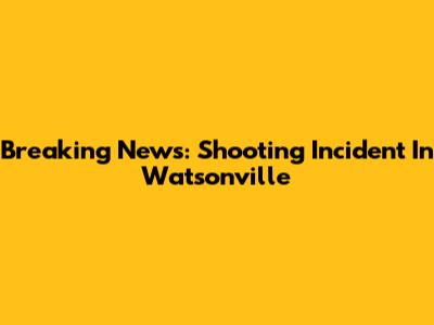 Breaking News: Shooting Incident In Watsonville
