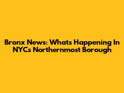 Bronx News: What's Happening In NYC's Northernmost Borough