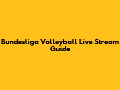 Bundesliga Volleyball Live Stream Guide