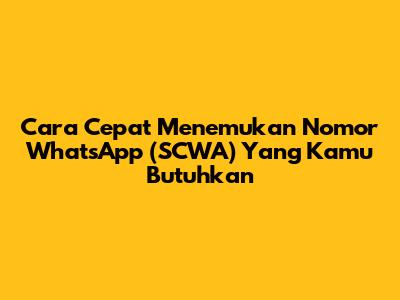 Cara Cepat Menemukan Nomor WhatsApp (SCWA) Yang Kamu Butuhkan