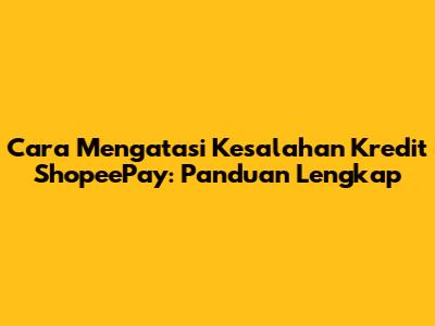 Cara Mengatasi Kesalahan Kredit ShopeePay: Panduan Lengkap