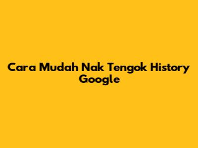 Cara Mudah Nak Tengok History Google
