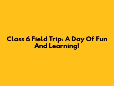 Class 6 Field Trip: A Day Of Fun And Learning!
