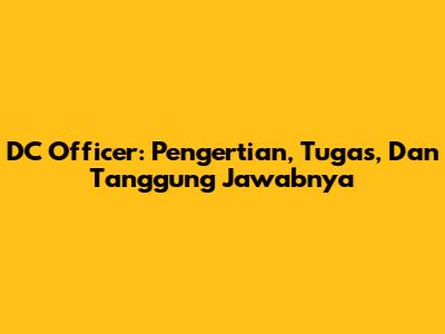 DC Officer: Pengertian, Tugas, Dan Tanggung Jawabnya