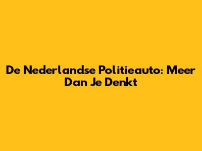 De Nederlandse Politieauto: Meer Dan Je Denkt