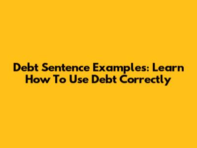 Debt Sentence Examples: Learn How To Use Debt Correctly