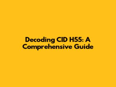 Decoding CID H55: A Comprehensive Guide