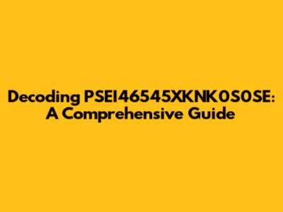 Decoding PSEI46545XKNK0S0SE: A Comprehensive Guide