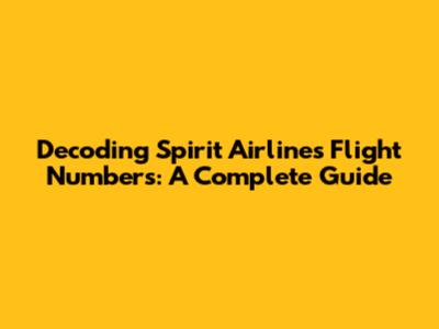 Decoding Spirit Airlines Flight Numbers: A Complete Guide