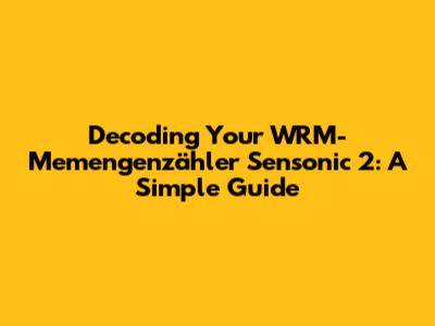 Decoding Your WRM-Memengenzähler Sensonic 2: A Simple Guide