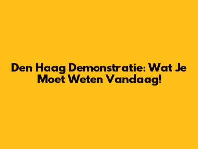 Den Haag Demonstratie: Wat Je Moet Weten Vandaag!