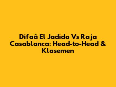 Difaâ El Jadida Vs Raja Casablanca: Head-to-Head & Klasemen