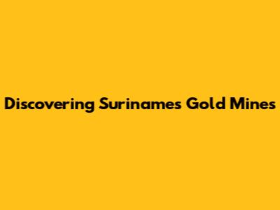 Discovering Suriname's Gold Mines