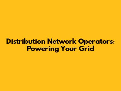 Distribution Network Operators: Powering Your Grid