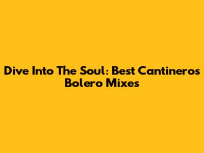 Dive Into The Soul: Best Cantineros Bolero Mixes