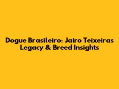 Dogue Brasileiro: Jairo Teixeira's Legacy & Breed Insights
