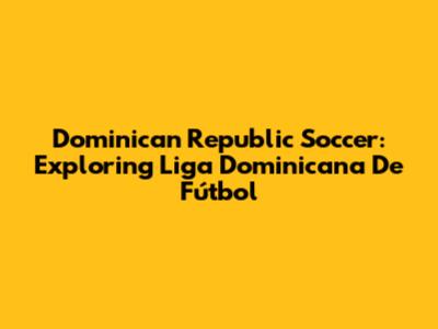 Dominican Republic Soccer: Exploring Liga Dominicana De Fútbol