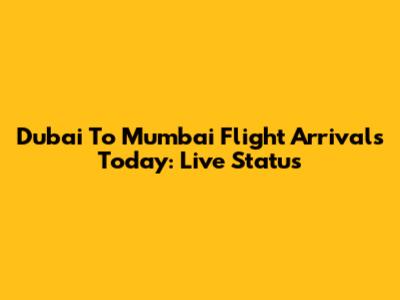 Dubai To Mumbai Flight Arrivals Today: Live Status