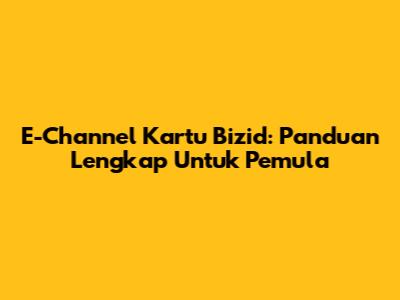 E-Channel Kartu Bizid: Panduan Lengkap Untuk Pemula