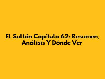 El Sultán Capítulo 62: Resumen, Análisis Y Dónde Ver