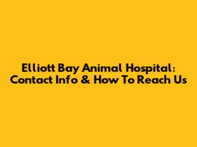 Elliott Bay Animal Hospital: Contact Info & How To Reach Us