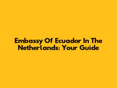 Embassy Of Ecuador In The Netherlands: Your Guide