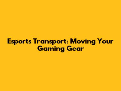 Esports Transport: Moving Your Gaming Gear