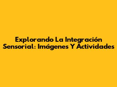 Explorando La Integración Sensorial: Imágenes Y Actividades