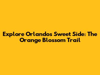 Explore Orlando's Sweet Side: The Orange Blossom Trail