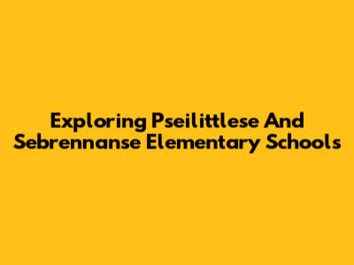 Exploring Pseilittlese And Sebrennanse Elementary Schools