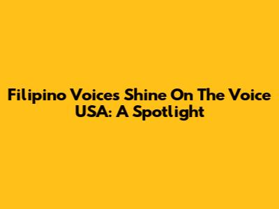 Filipino Voices Shine On The Voice USA: A Spotlight