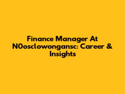Finance Manager At N0osclowongansc: Career & Insights