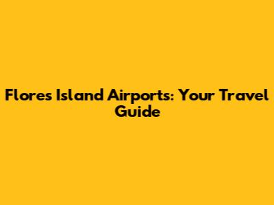 Flores Island Airports: Your Travel Guide