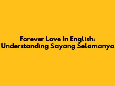 Forever Love In English: Understanding "Sayang Selamanya"