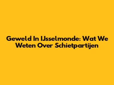 Geweld In IJsselmonde: Wat We Weten Over Schietpartijen